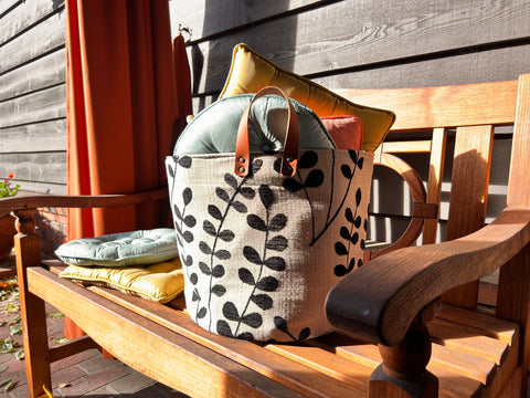 Monochrome Meadow Tall Tucker, Storage Basket