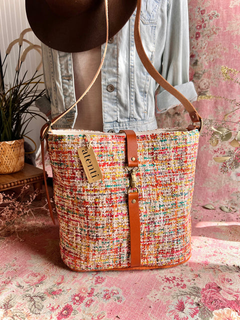 Daphne Bella Bucket- Atenti Handmade USA Crossbody with Leather Strap