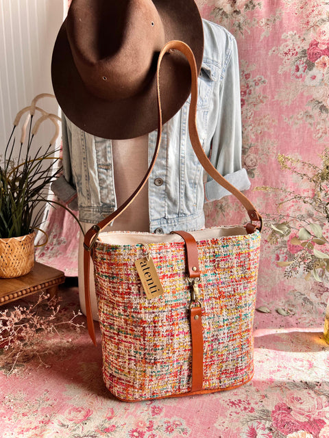Daphne Bella Bucket- Atenti Handmade USA Crossbody with Leather Strap