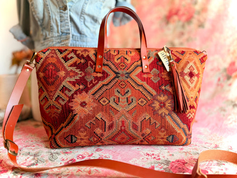 Rust Canyon Buddy Bag- Geometric Tote – Handmade USA Southwestern Travel Bag Rust Canyon
