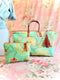 Verdant Bloom Buddy Bag w/ Accessories Zipper Pouch, USA-Made, Handmade Floral Travel Bag, Verdant Bloom
