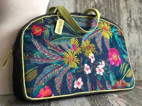 Flora Overnighter, Embroidery| Atenti USA Handmade Weekender, Floral Travel Bag