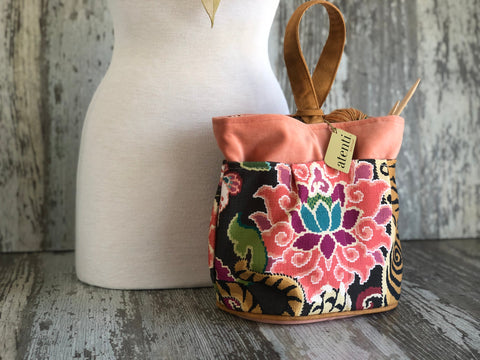 Le Tigre Tall Caddy– Handmade USA Yarn & Notions Organizer, Atenti Project Bag