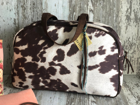 Oakley Overnighter- Faux Cowhide| Atenti USA Handmade Weekender, Travel Bag