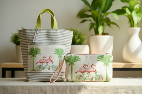 Flamingo Tall Tool Zipper Pouch