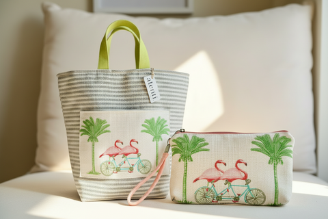 Flamingo Tall Tool Zipper Pouch