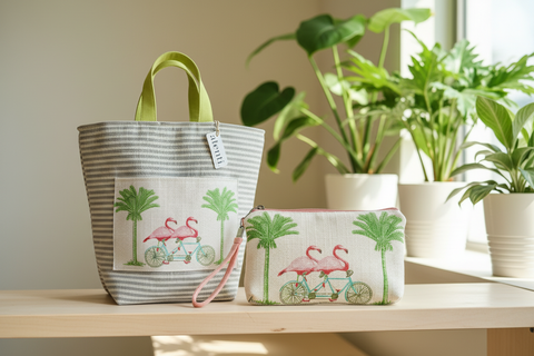 Flamingo Tall Tool Zipper Pouch