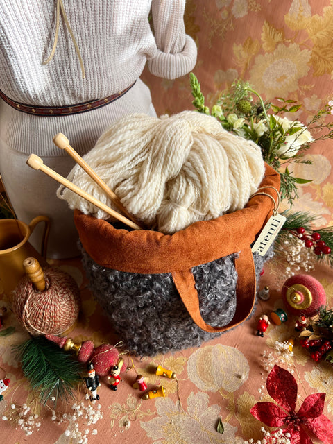 Curly Cute Charcoal Hope Basket, Project Bag