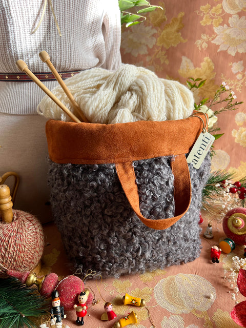 Curly Cute Charcoal Hope Basket, Project Bag