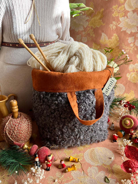 Curly Cute Charcoal Hope Basket, Project Bag