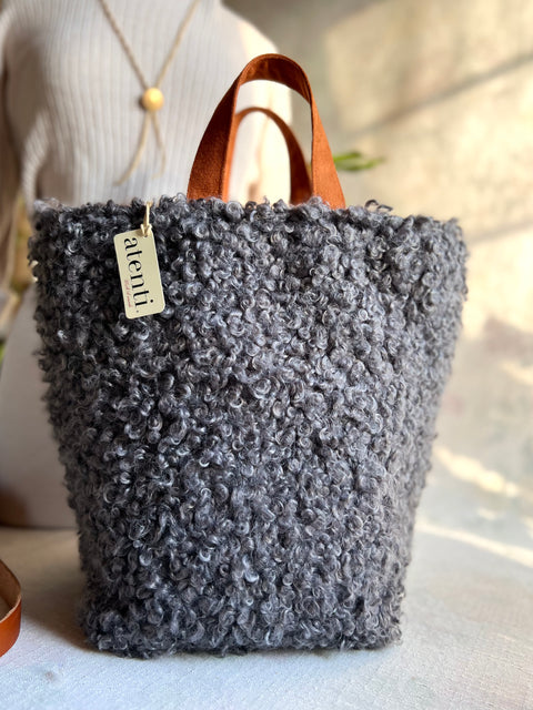 Curly Cute Charcoal Hope Basket, Project Bag