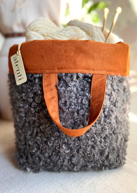 Curly Cute Charcoal Hope Basket, Project Bag