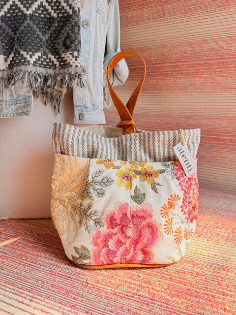 Primrose Tall Caddy – Handmade USA Floral Yarn & Notions Organizer - Atenti 