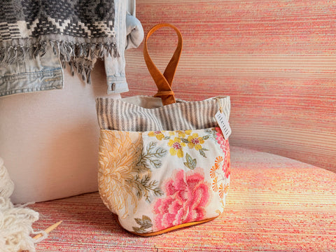 Primrose Tall Caddy – Handmade USA Floral Yarn & Notions Organizer - Atenti 