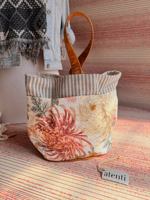 Primrose Tall Caddy – Handmade USA Floral Yarn & Notions Organizer - Atenti 