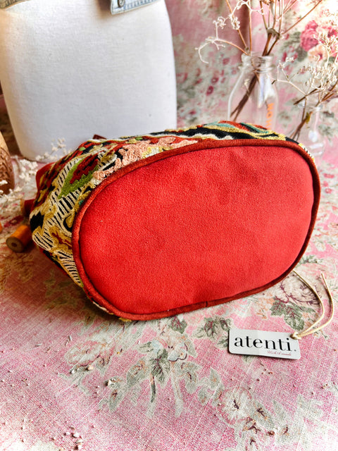Sew Crewel Tall Caddy– Handmade USA Embroidered Yarn & Notions Organizer, Atenti Project Bag