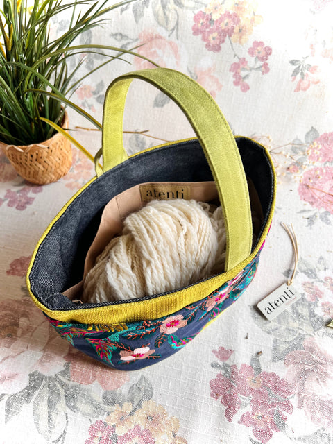 Flora Caddy — USA Handmade Embroidered Project Bag & Organizer by Atenti