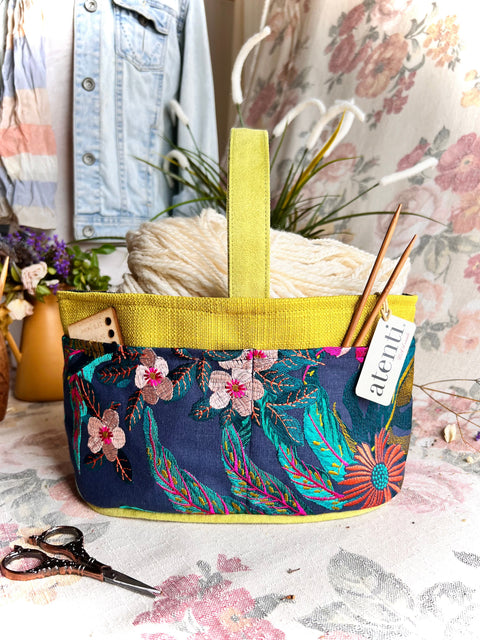 Flora Caddy — USA Handmade Embroidered Project Bag & Organizer by Atenti