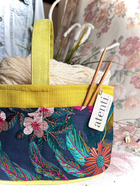 Flora Caddy — USA Handmade Embroidered Project Bag & Organizer by Atenti