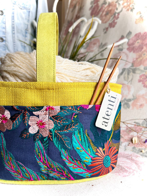 Flora Caddy — USA Handmade Embroidered Project Bag & Organizer by Atenti