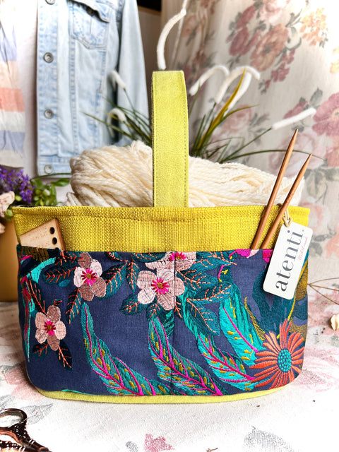 Flora Caddy — USA Handmade Embroidered Project Bag & Organizer by Atenti