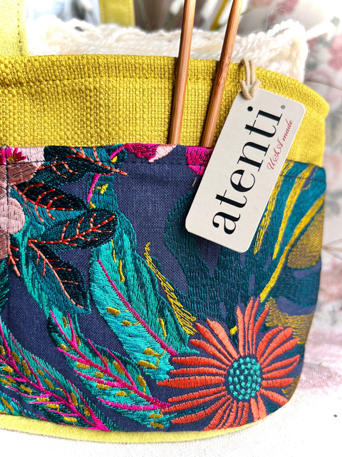 Flora Caddy — USA Handmade Embroidered Project Bag & Organizer by Atenti