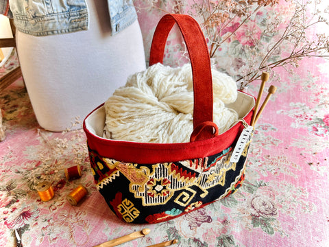 Sew Crewel Caddy– Handmade USAEmbroidered Yarn & Notions Organizer, Atenti Project Bag