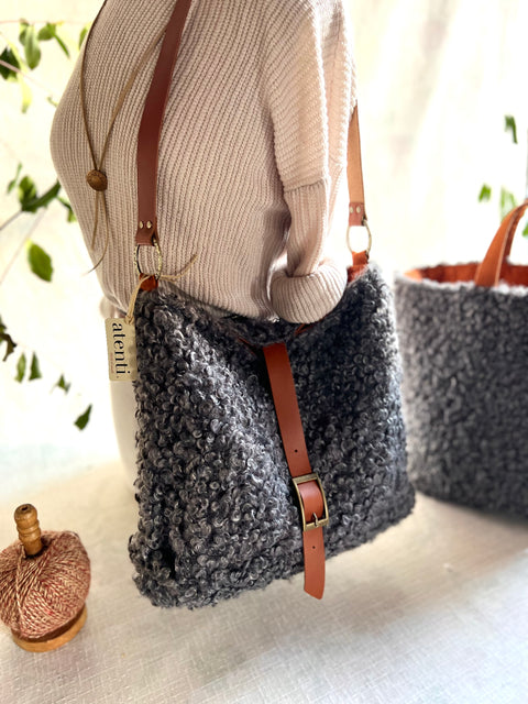 Curly Cute Charcoal Soft Tote, Shoulder Bag