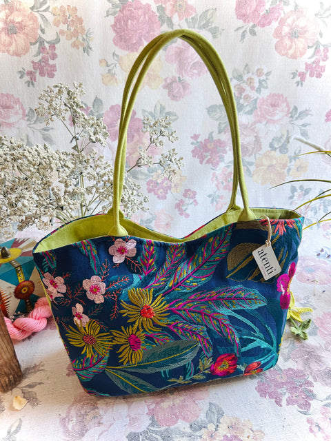 Flora Lolita, Atenti USA Handmade, Embroidered Floral Shoulder Bag and Pouch Set