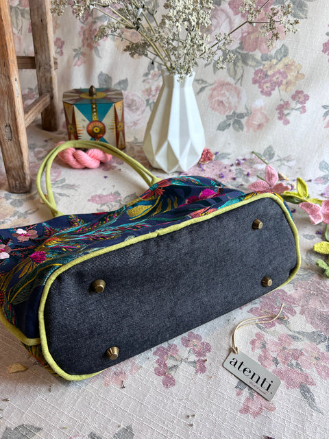 Flora Lolita, Atenti USA Handmade, Embroidered Floral Shoulder Bag and Pouch Set