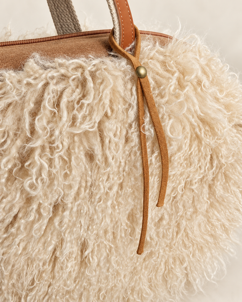 Butterscotch Overnighter, Atenti USA Handmade,  Faux Fur Carryall Leather Handle