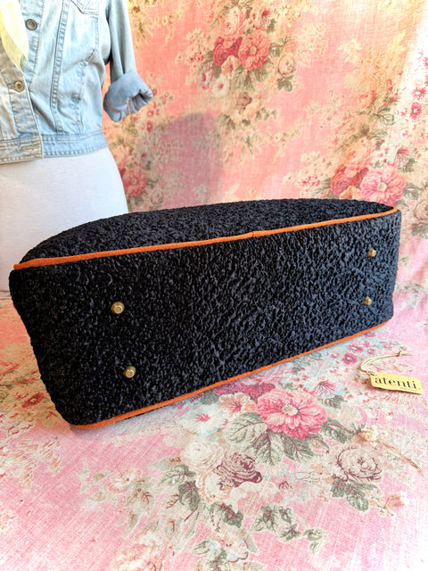 Persian Lamb Overnighter, Atenti USA Handmade Luxurious Weekender, Travel Bag