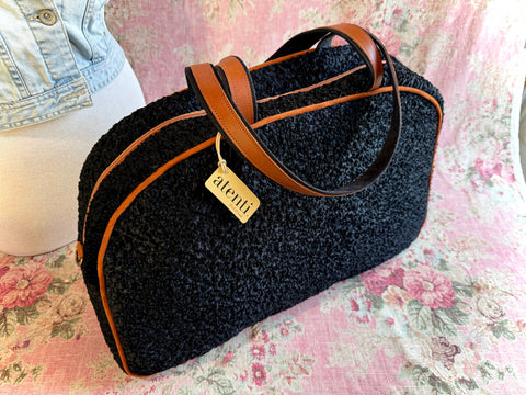 Persian Lamb Overnighter, Atenti USA Handmade Luxurious Weekender, Travel Bag