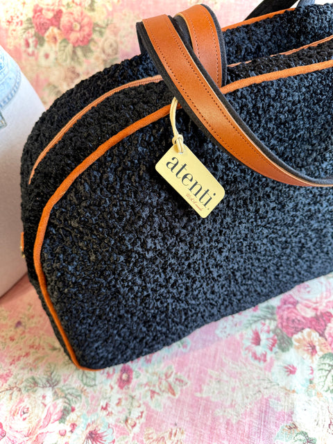 Persian Lamb Overnighter, Atenti USA Handmade Luxurious Weekender, Travel Bag