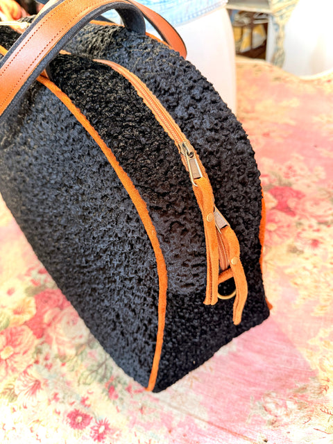 Persian Lamb Overnighter, Atenti USA Handmade Luxurious Weekender, Travel Bag