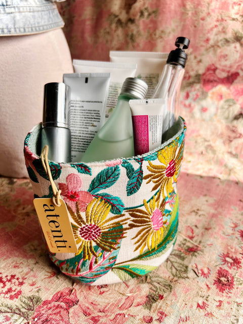 Flora Cream Tiny Tucker, Storage Basket