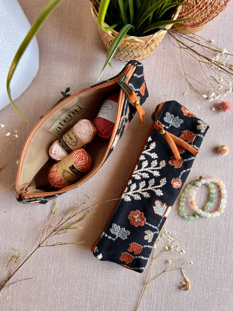 Twinkle Tool Zipper Pouch - Atenti USA Made Embroidery Floral Notions Case - Atenti 