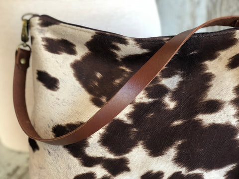 Oakley Borsa Bag- Atenti Handmade USA Faux Cowhide Handbag with Leather Strap