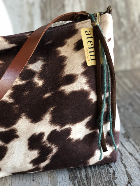 Oakley Borsa Bag- Atenti Handmade USA Faux Cowhide Handbag with Leather Strap