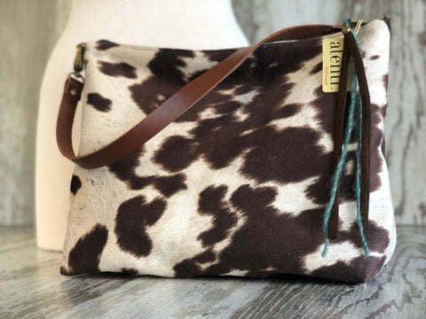Oakley Borsa Bag- Atenti Handmade USA Faux Cowhide Handbag with Leather Strap