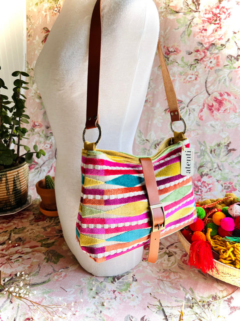 Backgammon Fifi- Atenti Handmade USA Handbag with Leather Crossbody