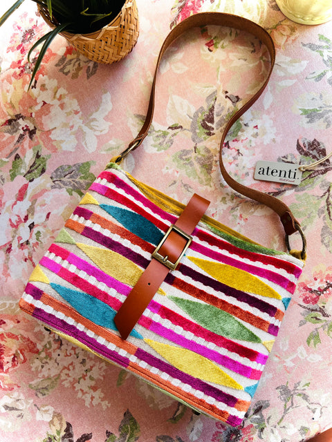 Backgammon Fifi- Atenti Handmade USA Handbag with Leather Crossbody
