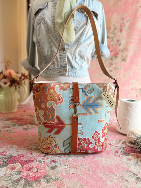 Sonoran Sky Bella Bucket Bag -Atenti Handmade USA Southwest-Inspired Crossbody with Leather Strap