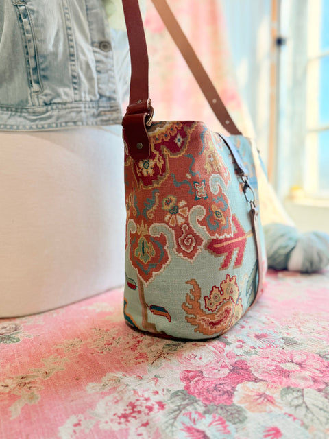 Sonoran Sky Bella Bucket Bag -Atenti Handmade USA Southwest-Inspired Crossbody with Leather Strap