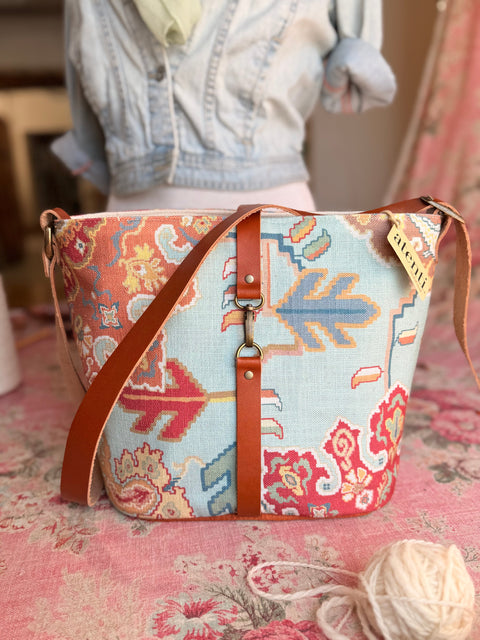 Sonoran Sky Bella Bucket Bag -Atenti Handmade USA Southwest-Inspired Crossbody with Leather Strap