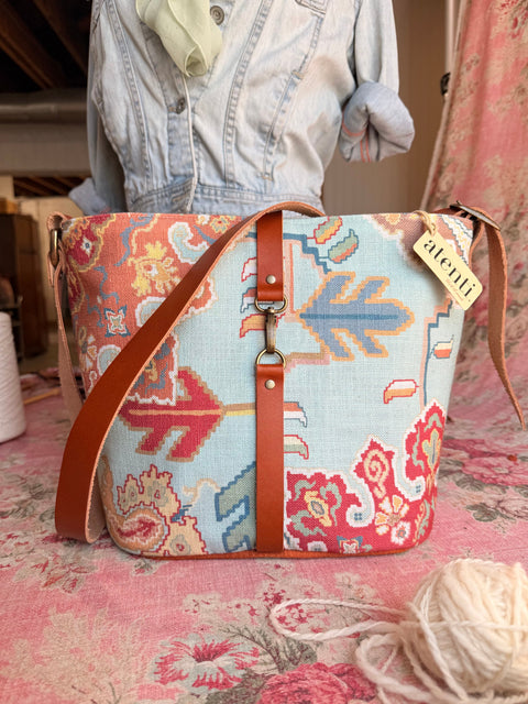 Sonoran Sky Bella Bucket Bag -Atenti Handmade USA Southwest-Inspired Crossbody with Leather Strap