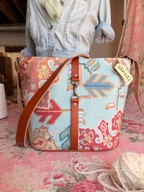 Sonoran Sky Bella Bucket Bag -Atenti Handmade USA Southwest-Inspired Crossbody with Leather Strap