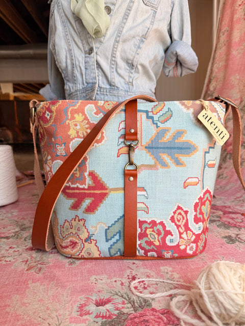 Sonoran Sky Bella Bucket Bag -Atenti Handmade USA Southwest-Inspired Crossbody with Leather Strap