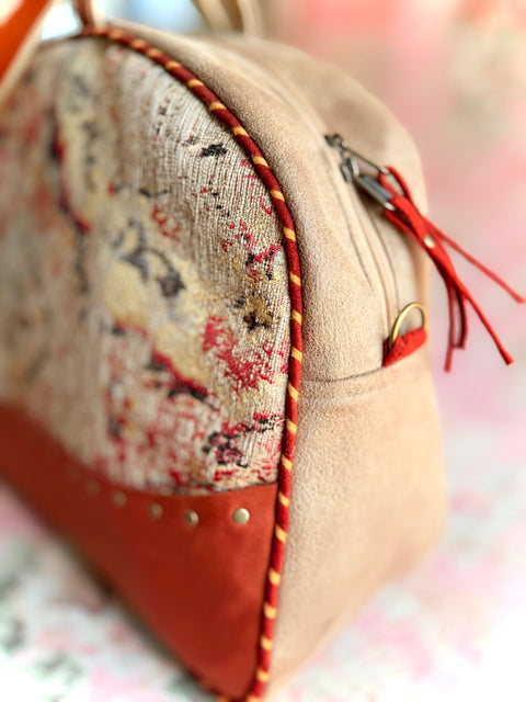 Boulder Overnighter – Handmade Travel Bag with Tassel, Leather Trim & Boho Tapestry Boulder
