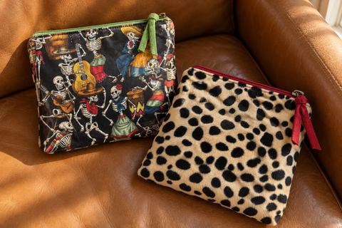 Dia de Muertos skeleton pouch lifestyle view